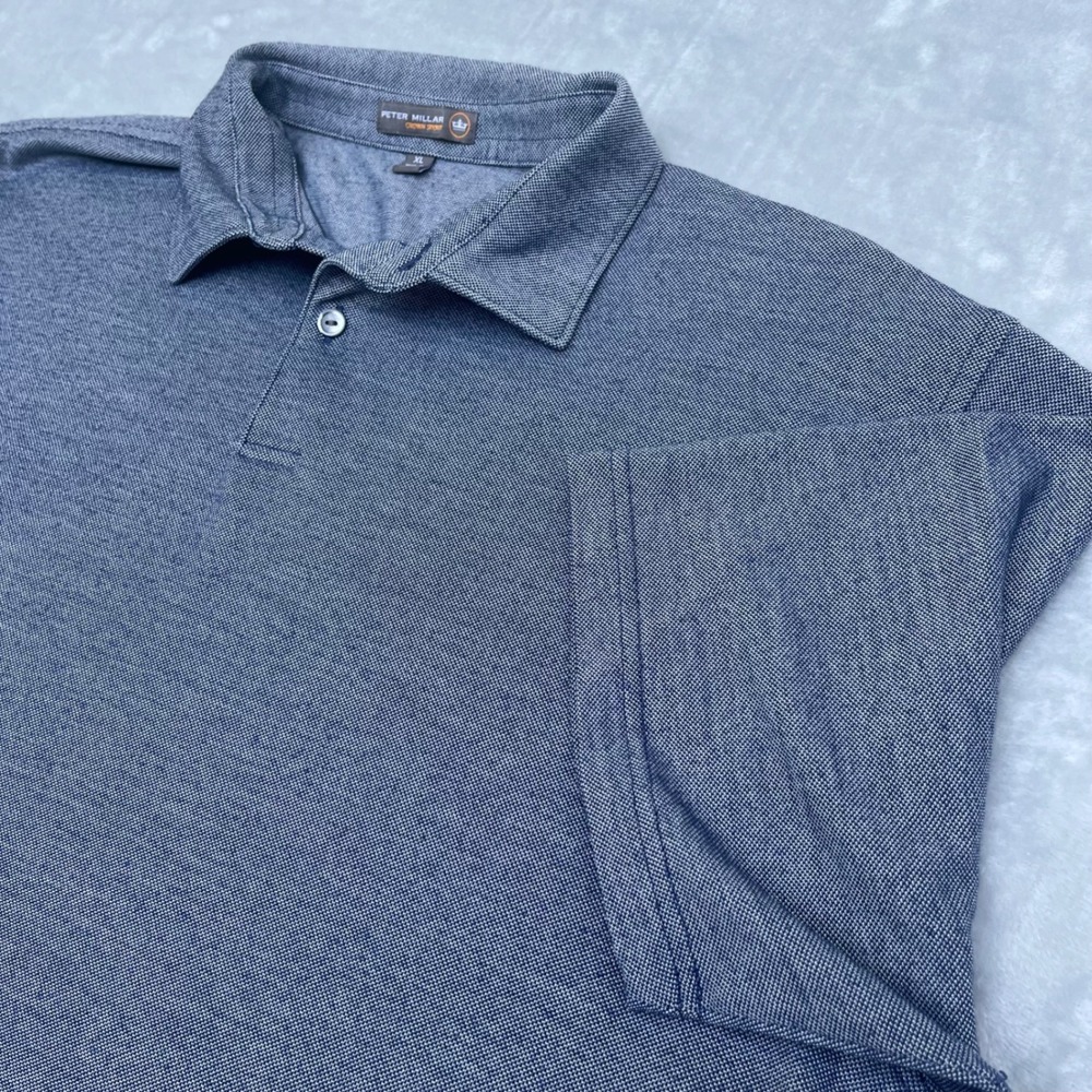 Peter Millar Crown Sport Wool Blend Guinness Polo Shirt Blue Mens XL MF16EK82
